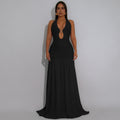 C7562 cross-border   fashion women's halter neck cutout dress for banquets and vacations
