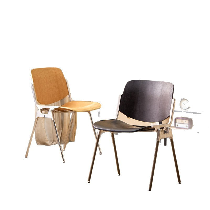 Custer medieval dining chair Bauhaus household solid wood back chair retro aluminum alloy stool restaurant cafe chair