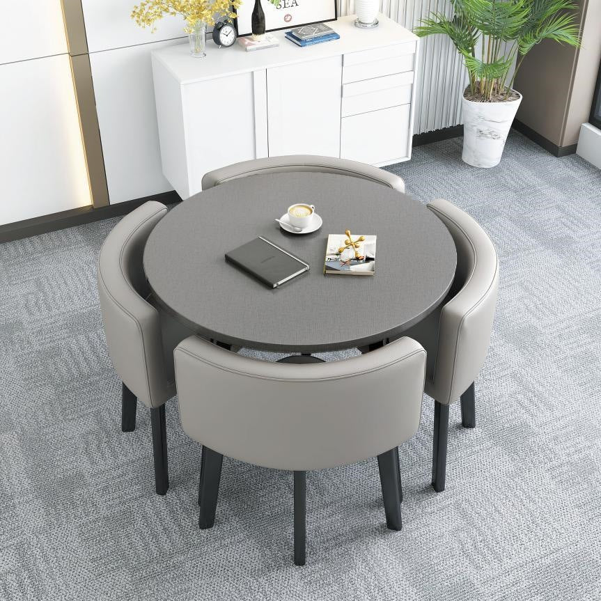 Collapsible dining table for home, small apartment, apartment, restaurant, shopfront negotiation table and chair set, reception round table