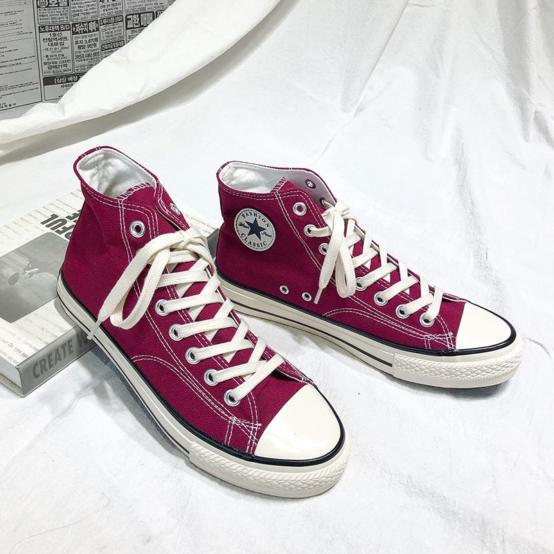 Dropshipping special: 1970s canvas high-top sneakers for men - glossy, retro korean style, versatile student shoes, trendy footwear for men