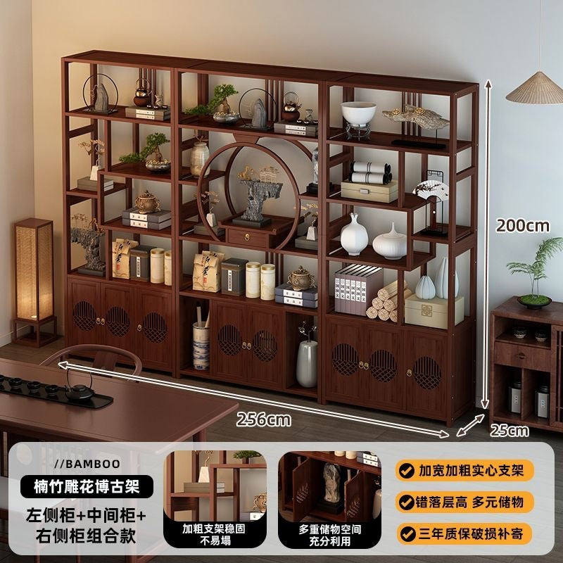 Chinoiserie bogu rack tea set storage rack living room tea display rack duobao pavilion for home tea cabinet purple clay pot display rack