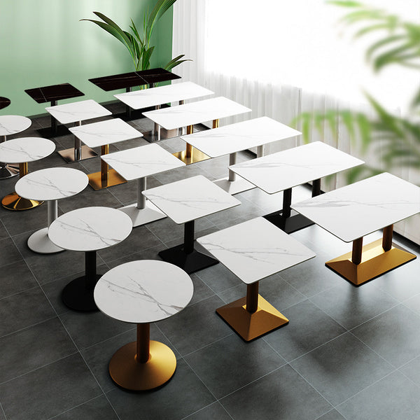 Rock slab dining table commercial catering hotel table and chair restaurant canteen milk tea coffee fast food restaurant square table negotiation small round table