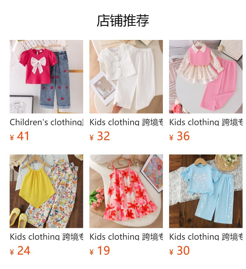 Kids clothing cross-border exclusive for european and american girls new arrival children's black and white suspender tops+pants children's clothing