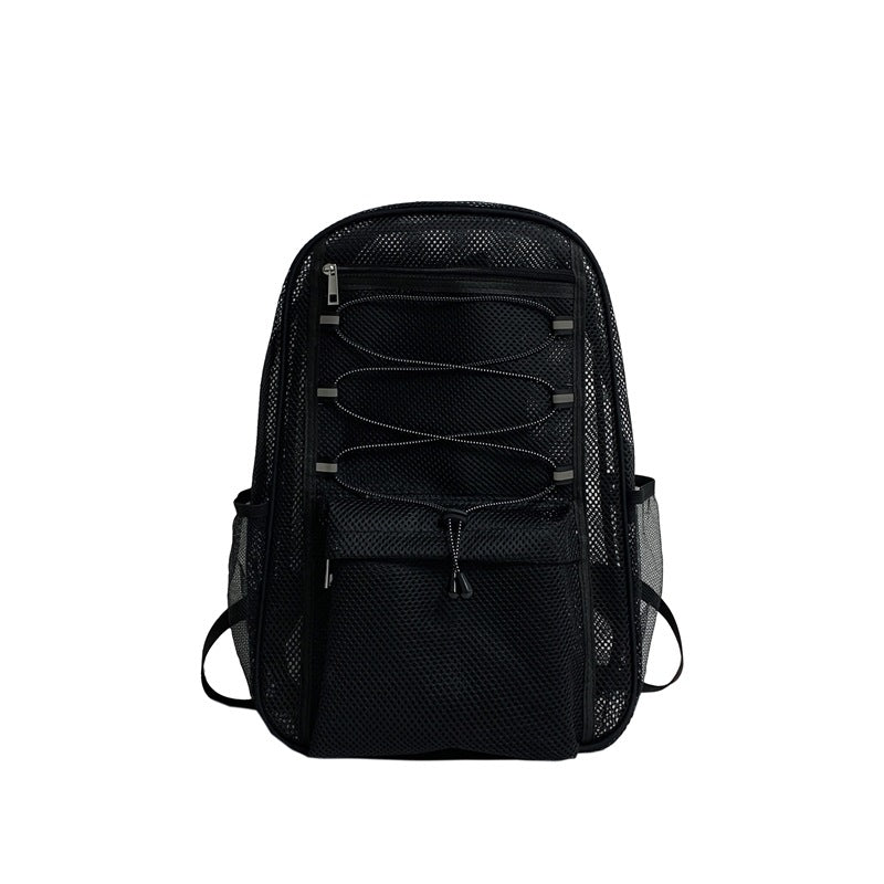 Cross-border new transparent mesh backpack, junior high school student schoolbag, high value casual backpack, same for men and women