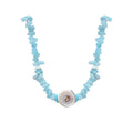 Seashell starfish blue beaded necklace - unique design, trendy clavicle chain, perfect for spring/summer beach getaways