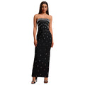 C7503 cross-border   fashion women's sexy bandeau high-end rhinestone backless dress