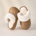 Waterproof, removable, and washable cotton slippers - winter anti-slip, warm, fleece-lined, thick-soled slippers for home wear, women's bread-shaped slippers, postpartum shoes