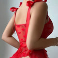 fashionnew arrivalsexy red heart mesh asymmetrical jumpsuit backless nightgown suit wholesale