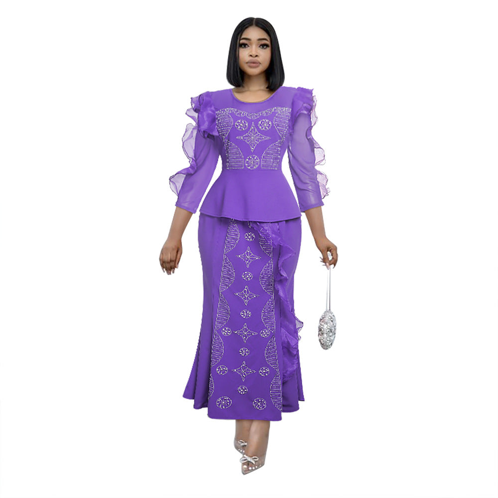 Fashionexport african women's clothing  private server socialite silmdresstwo-piece settopsskirt