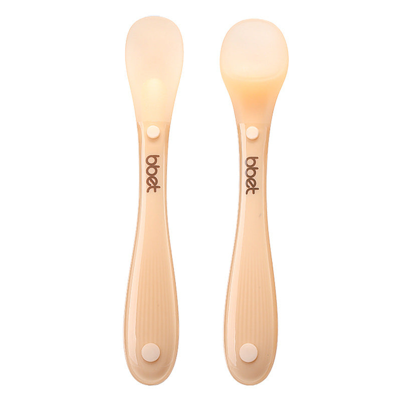 Silicone spoon newborn baby food spoon feeding water silicone soft spoon children's tableware feeding milk food supplement bowl spoon