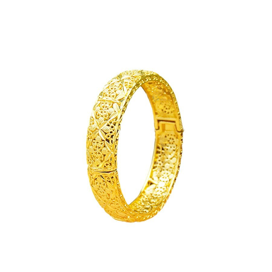Wholesale middle eastern dubai fashion classic hollow flower design women's gold-plated bangle, wedding party jewelry