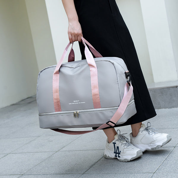 Large capacity travel bag men's short-distance business trip tote bag light luggage bag dry and wet separation fitness bag women's sports bag