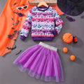 Children's long sleeves round neck sweatshirt + mesh skirt suit