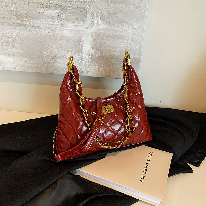 Rhombus embroidery thread small bag women's 2025 new autumn and winter versatile messenger bag fashion one shoulder underarm dumpling bag