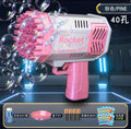 40-hole bubble machine - pink (includes 4 batteries + 1 bottle of bubble solution + 30 bubble refill packs) - e-commerce packaging