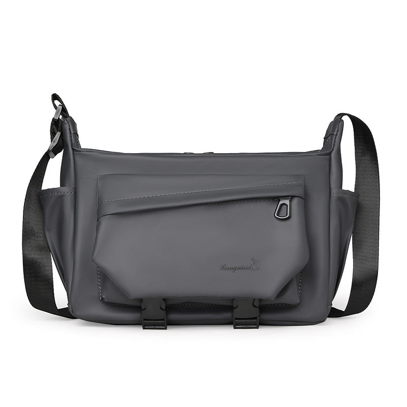 New men's fashion trend messenger bag casual bag large capacity leather film messenger bag functional bag men's bag