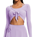 New breathable mesh yoga cover-up top - tie-waist, cropped, slimming, elegant, sleeveless activewear for running and yoga