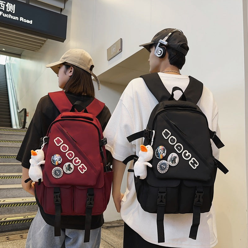 New casual junior high school college student backpack men's simple large-capacity schoolbag travel lightweight trendy backpack women