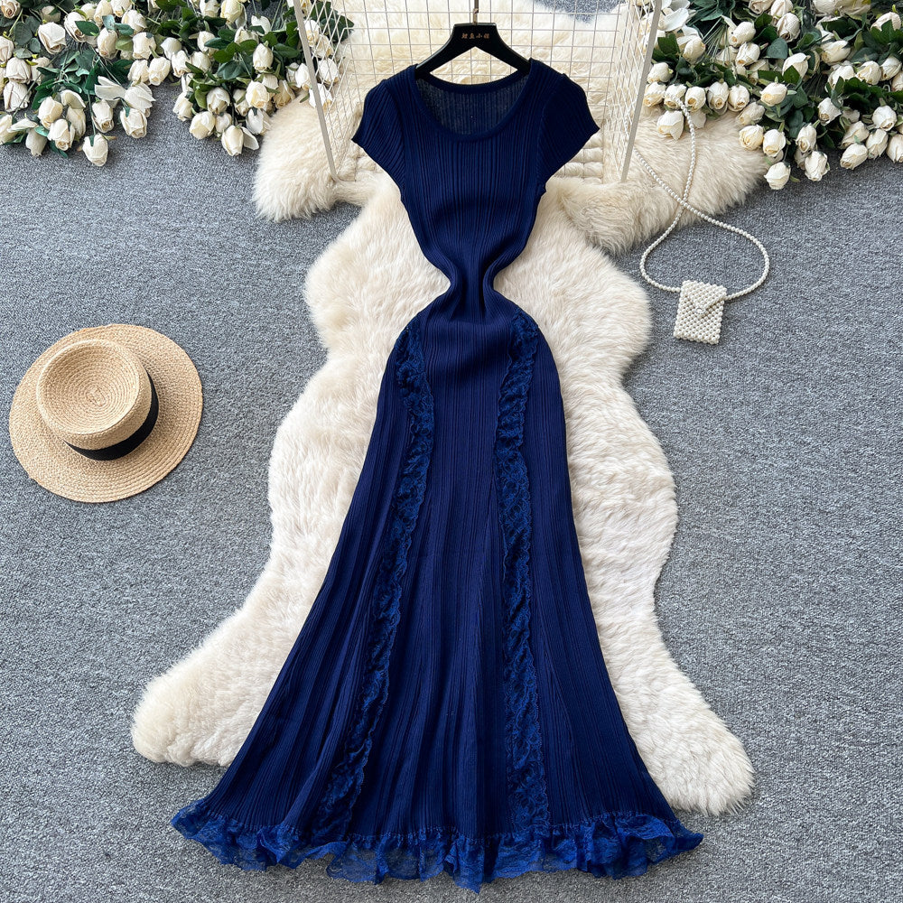 Luxury sleeveless slim-fit knit dress - women's summer high-waisted a-line dress - slimming, elegant, and chic maxi dress