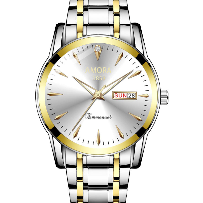 Wholesale amora men's watch - business casual luminous dual calendar non-mechanical casual wristwatch - cross-border waterproof