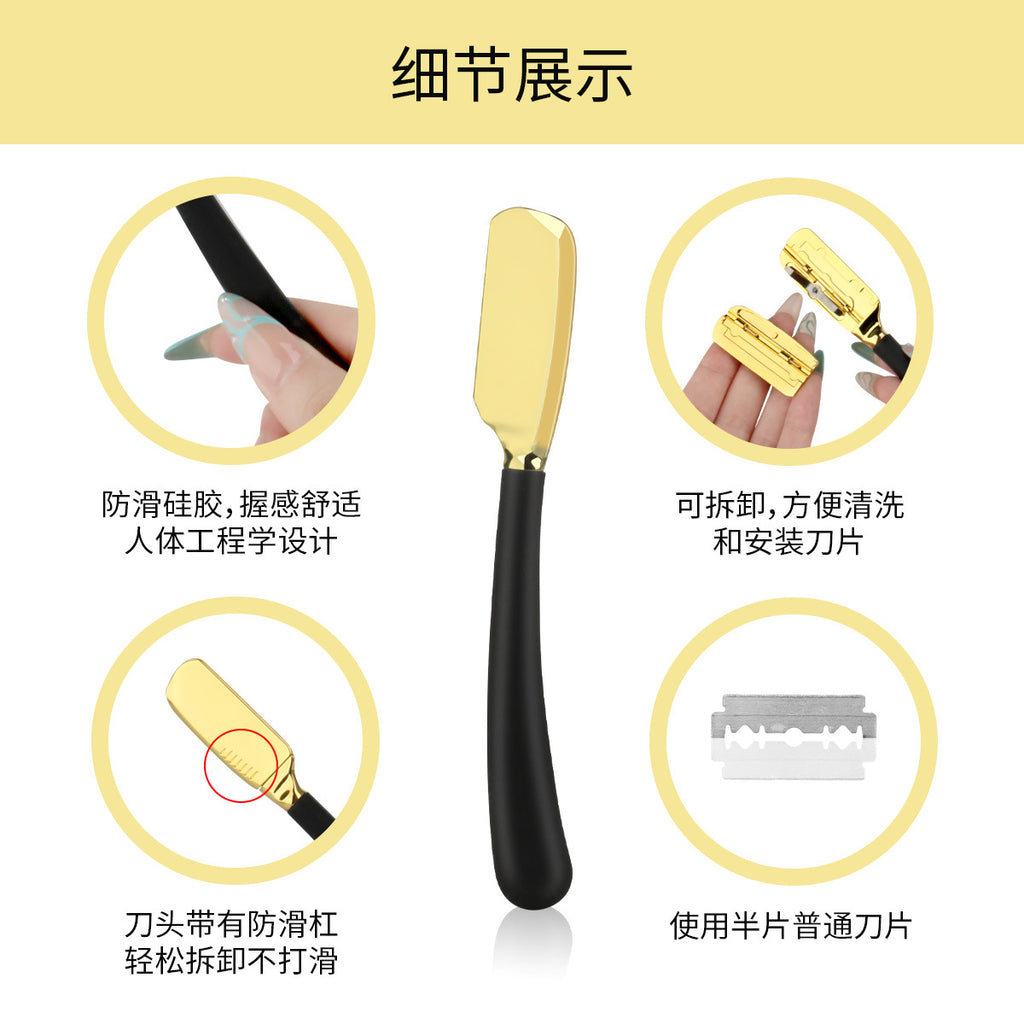 Razor Mens Manual Razor Zinc Alloy Straight Handle Scraper Haircut Razor Trim Eyebrow 74 Knife Holder