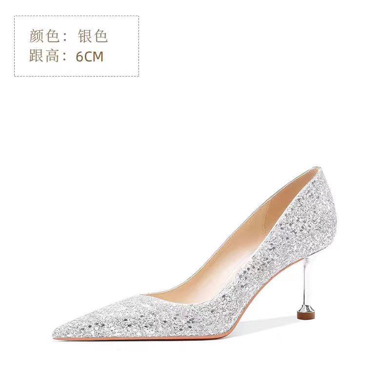 French crystal wedding shoes for women, new autumn 2024 bridal shoes, convertible high heels for wedding dress, bridesmaid sequin shoes