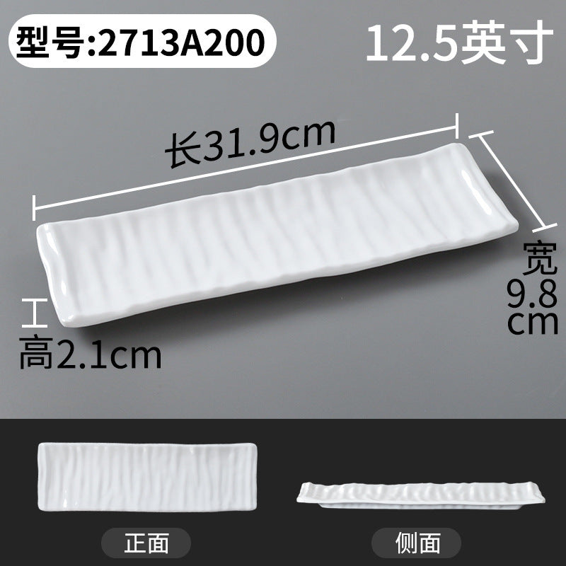 Xiangyuanmei melamine tableware white plate rectangular commercial catering beef plate plastic dinner plate hot pot mutton plate