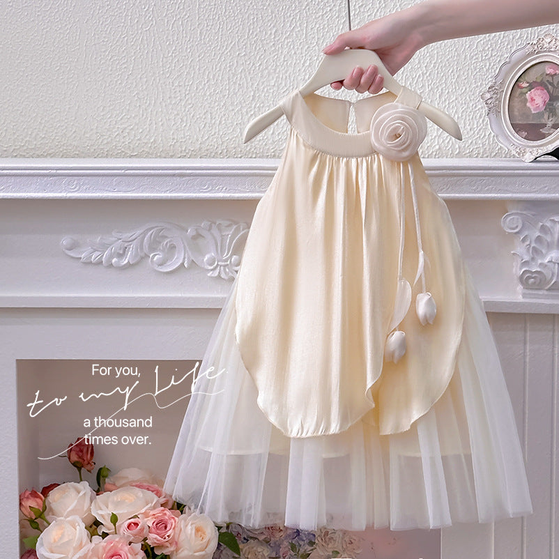 Girls' dress  new summer style halter neck princess dress mesh dress tank dress