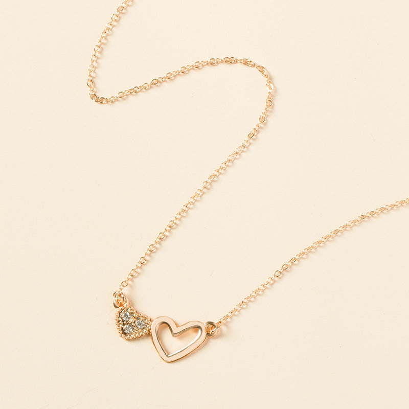 Wholesale heart necklaces: versatile european & american style jewelry, hollow-carved, diamond-accented, multi-layered alloy choker necklace - trendy ins style