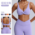 Fashionnew arrivalnude sports intimatesfemale sexy twist shockproof yoga bra beautiful back containing breast pad sports bra