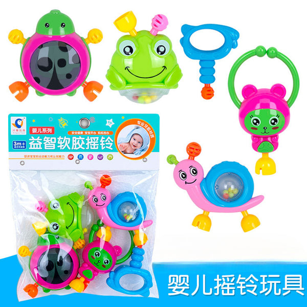 Cross-border infant toys 0-1 years old newborn teething rattle 6-12 months baby educational plastic hand rattle