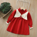 Girls' knit dress - new autumn/winter collection: stylish princess dress for baby girls, faux two-piece cardigan knit dress