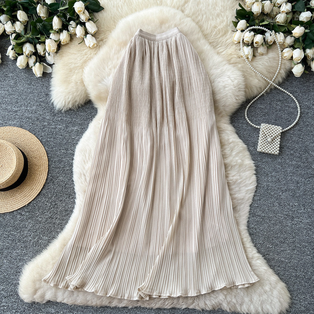 K-style high waist pleated dopamine skirt for women summercasualcasuala-line large swing work clothingelegant skirt