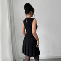 cross-border european and american style women's casual sleeveless elegant solid color ruffle mini dress - direct supply for cross-border e-commerce