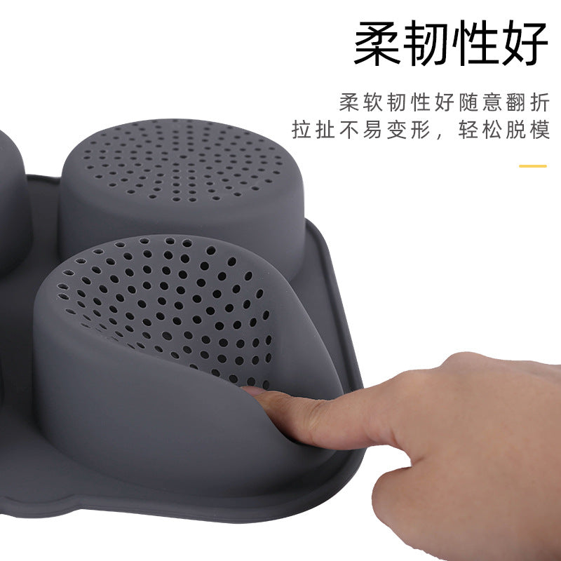 Food-grade 4-cavity silicone burger bun mold - perfect for home ovens and air fryers