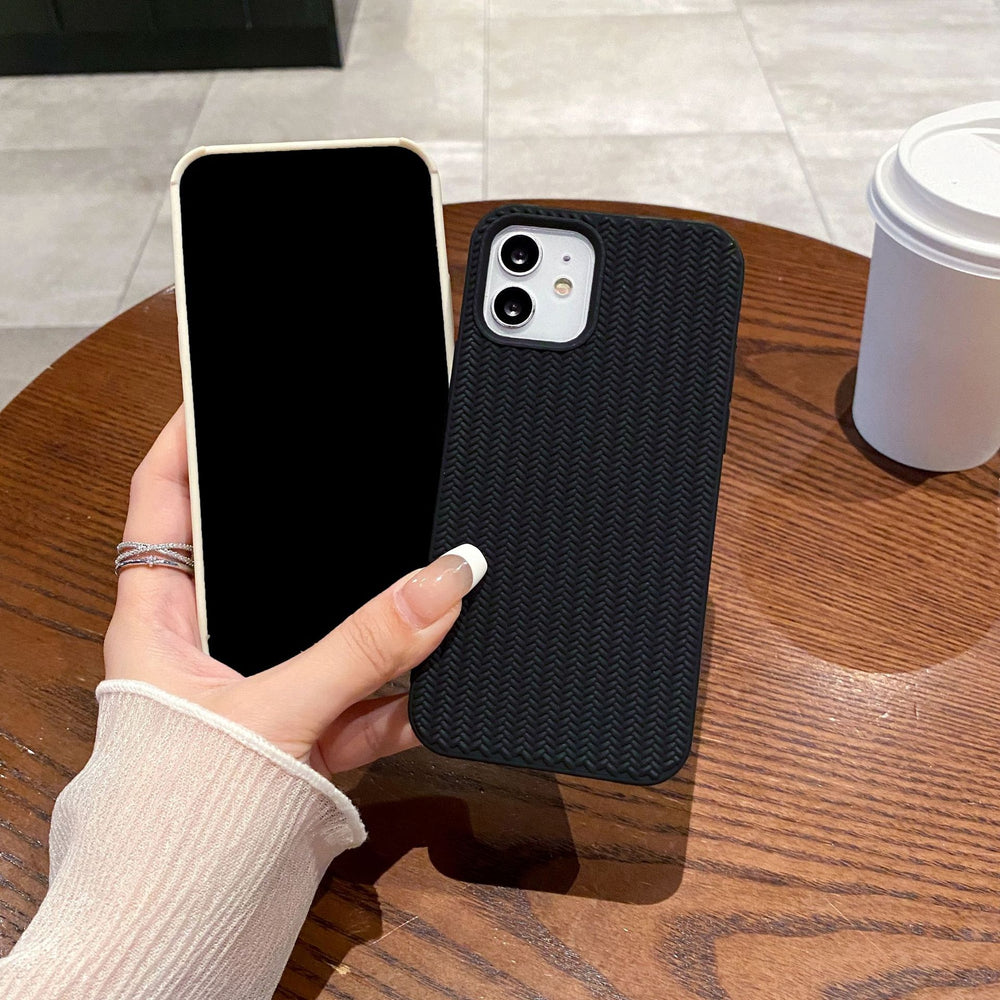 Braided pattern suitable for apple 16pro creative mobile phone case iphonex/7p simple anti-fall tpu protective case 12p