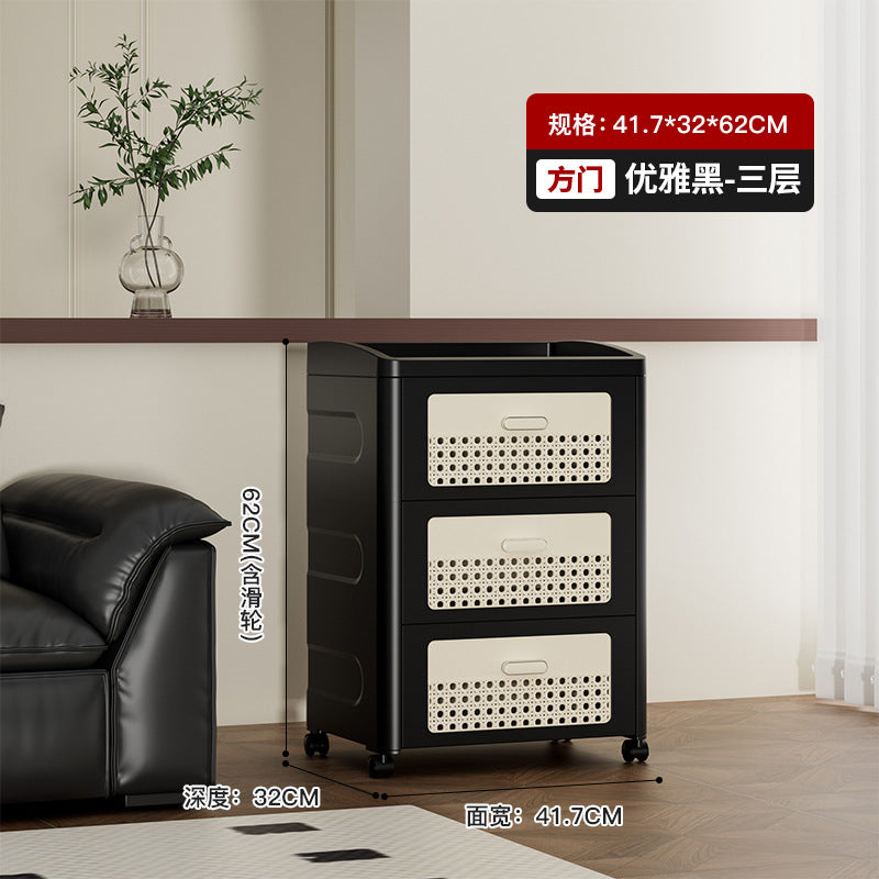 Household trolley foldable storage rack multi-functional finishing box living room bedroom dustproof thickened snack storage cabinet