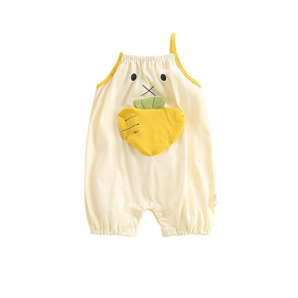 Baby sling one-piece khaki summer thin men's and women's baby cartoon sling super cute outing cute crawling clothing