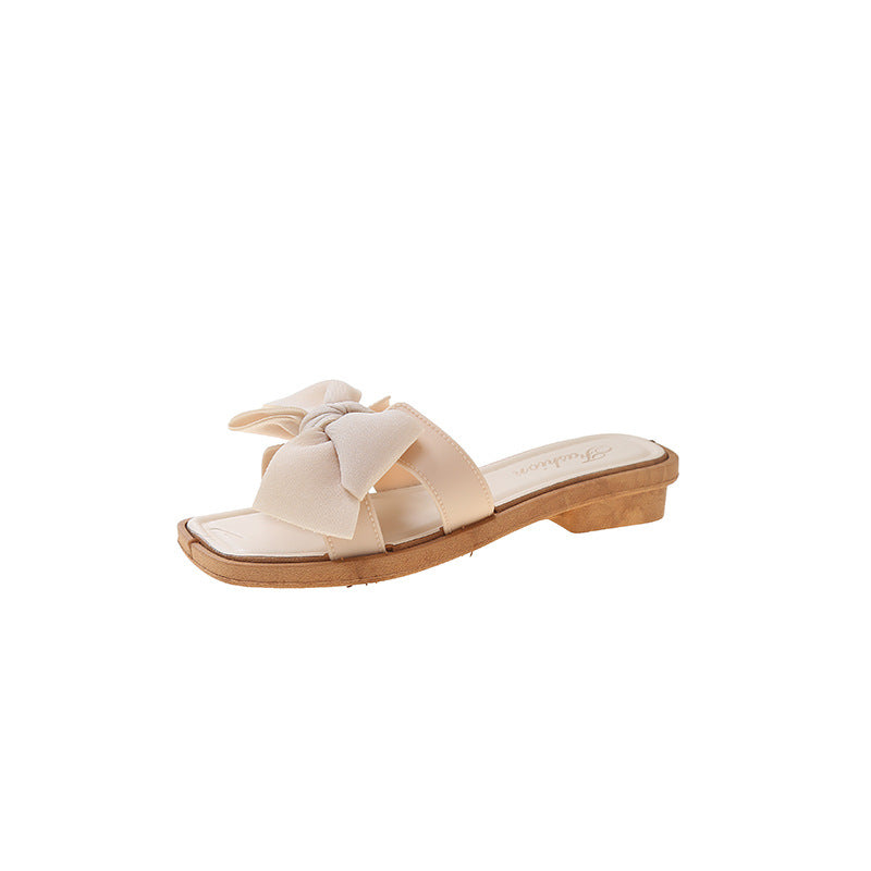 2024 new bowknot slippers - outdoor wear, one-strap sandals, summer fairy style, flat sandals, casual versatile slippers for women