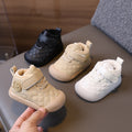 Kids' versatile fleece-lined warm cotton shoes, ages 1-3, autumn/winter thickened soft sole non-slip baby walking shoes, cotton boots for boys and girls