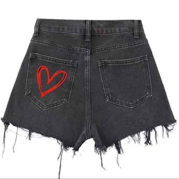 Europe, America,    fashion raw edge washed large size women's denim shorts
