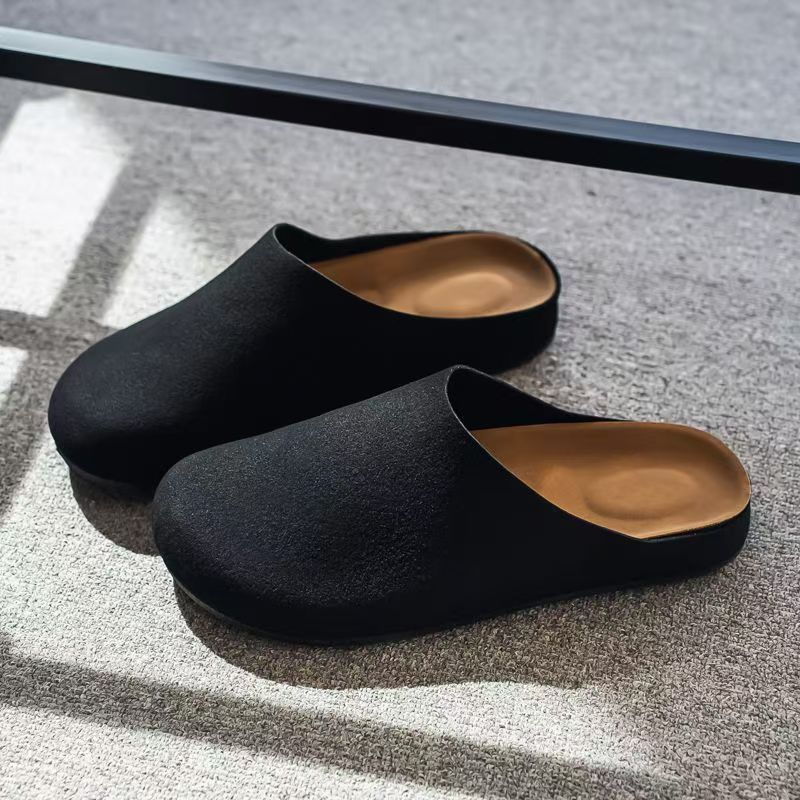 Soft bottom mule slippers for men winteroutwear old money style lazy casual slip-on men's birkenstock shoes toe-cap half drag