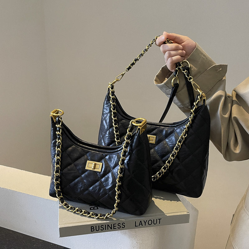 Classy texture chain bag for women retro quilted small fragrant style shoulder bag work clothingeasiest for matchfashion armpit bag