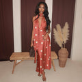 European and american cross-border women's fashion  summer new sexy chic polka dot choker slim fit long sleeveless dress