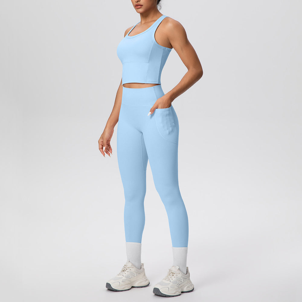 new cloud-feel quick-dry high-waisted pocket leggings with beautiful back design - yoga, outdoor running, and fitness activewear set for women