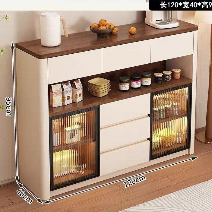 Medieval style sideboard changhong glass with lights for home restaurant tea storage cabinet cream style multifunctional water bar cabinet