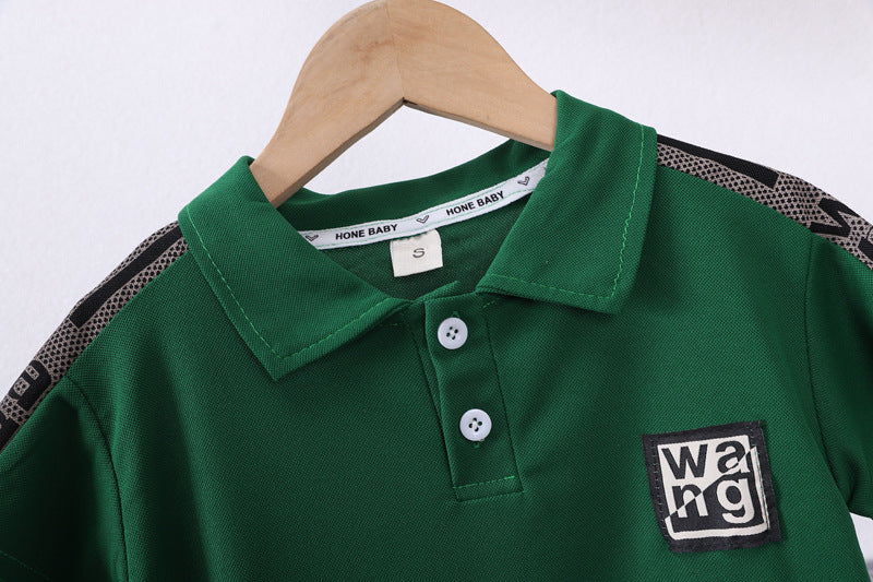 Boys' summer outfit set  new trendy kids polo shirt baby boy casual short sleeve t-shirt shorts two-piece set