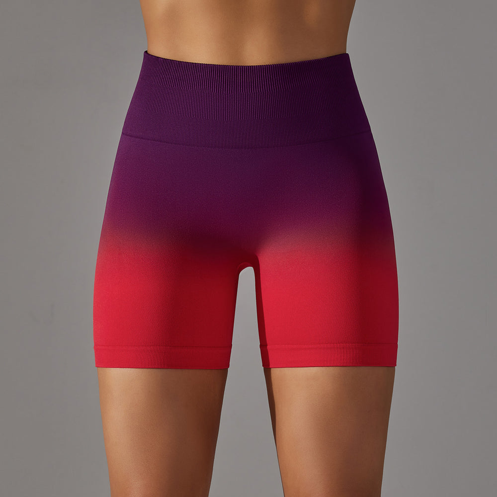 Big sale cross-border seamless candy gradient training tight high waist sports three-quarter shorts running fitness yoga pants for women
