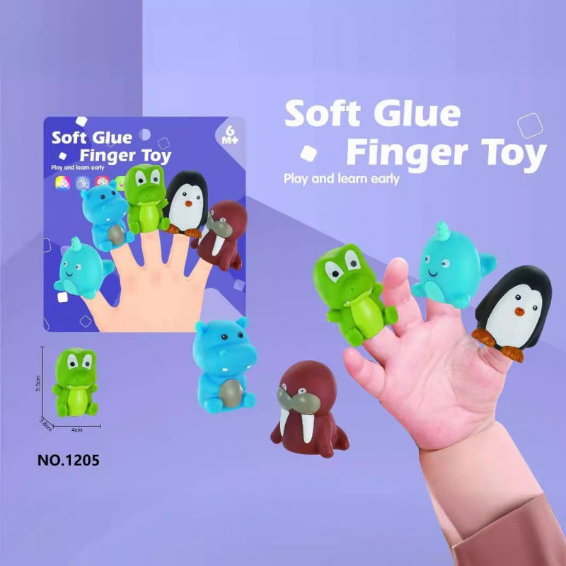 export children's cute fun soft glue finger animals dolls parent-child interactive cognitive toys