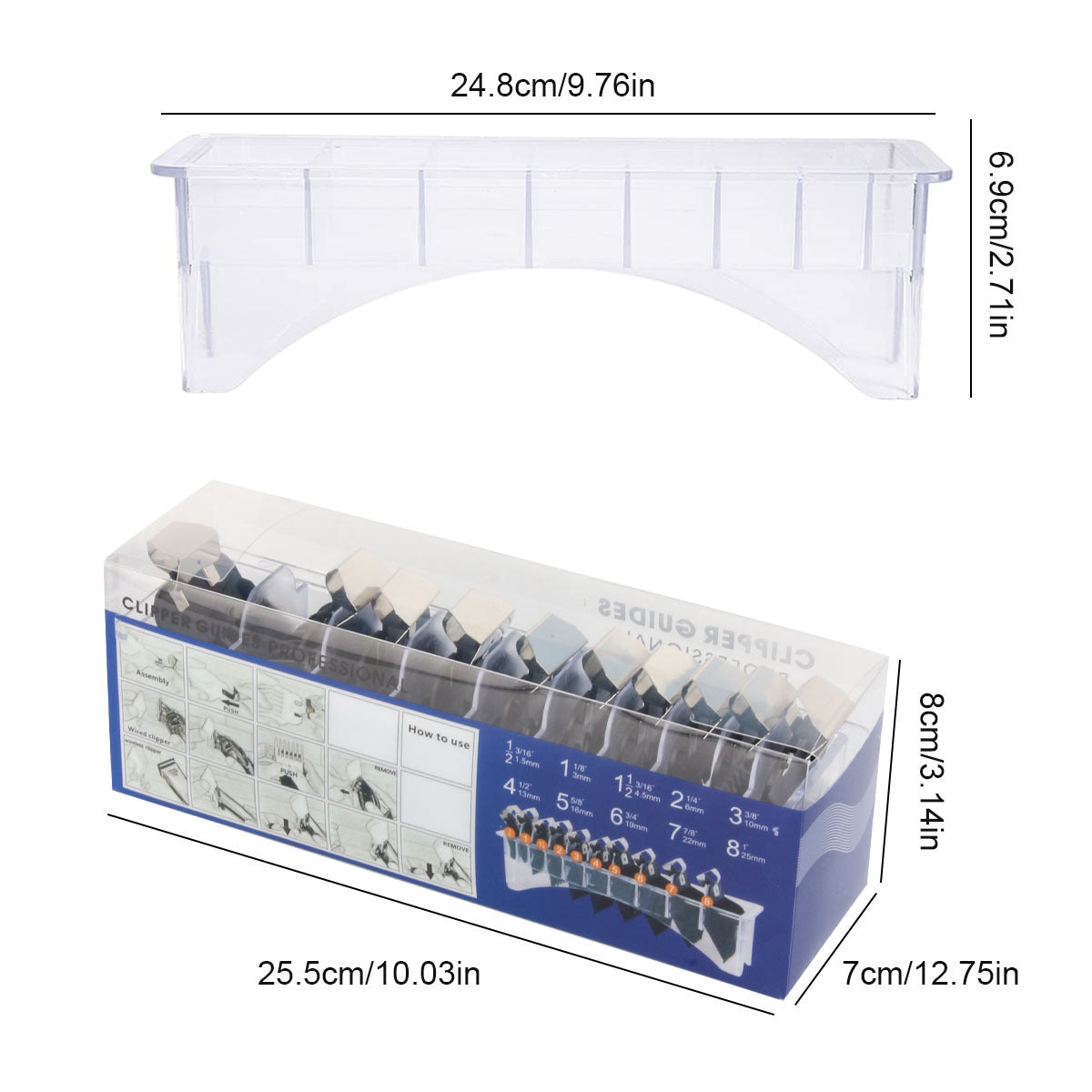 Electric push shears universal color limit comb, electric fader caliper haircut, positioning comb 10-piece set with storage box